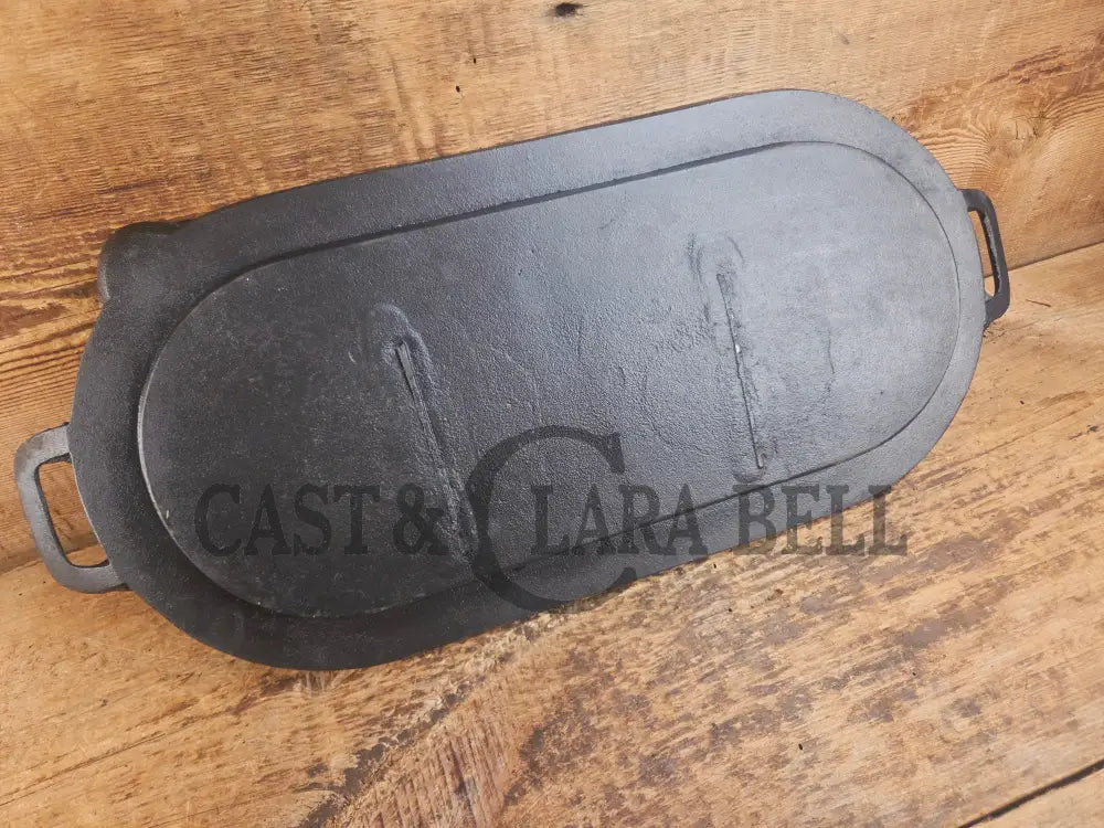 1800’s #7 Antique Gate-marked Long Griddle/Fish Fryer Raised 7 and P Griddle