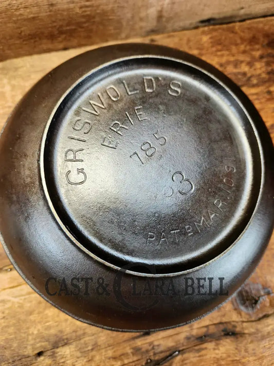 1890’S Era Griswold’s Erie P/N 785 Size #3 Bulge Kettle. Patent 1891 Dutch Ovens & Kettles