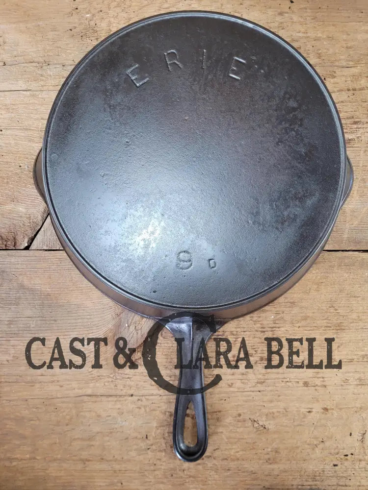 1895-1910 2Nd Series Erie #9 Cast Iron Skillet With ’D’ Makers Mark. A Collector Favorite!