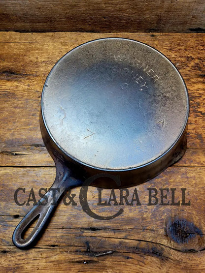 1895-1910’S! Htf Wagner Sidney #7 Cast Iron Skillet Double Arc Logo And Plated Finish. ’A’