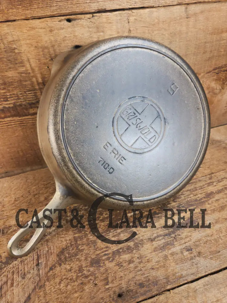 1910’s Griswold #9 Cast Iron Skillet with Heat Ring and Slant Logo ’Erie,’ 710 D Skillet