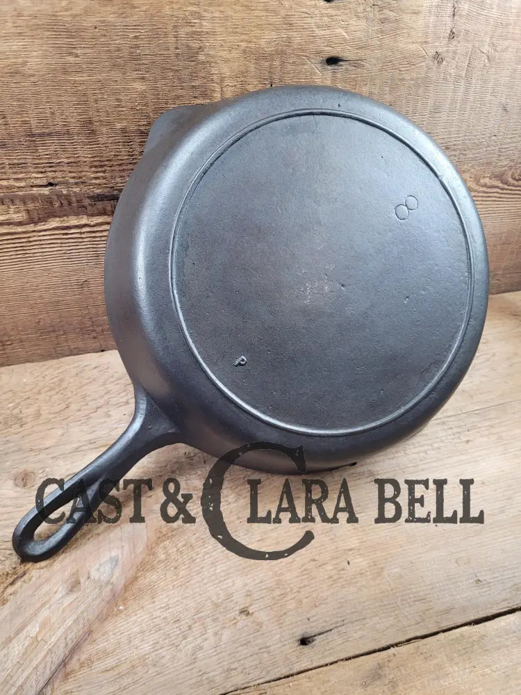 1910’S Very Early Lodge #8 Cast Iron Skillet With Single Notch And Raised P!