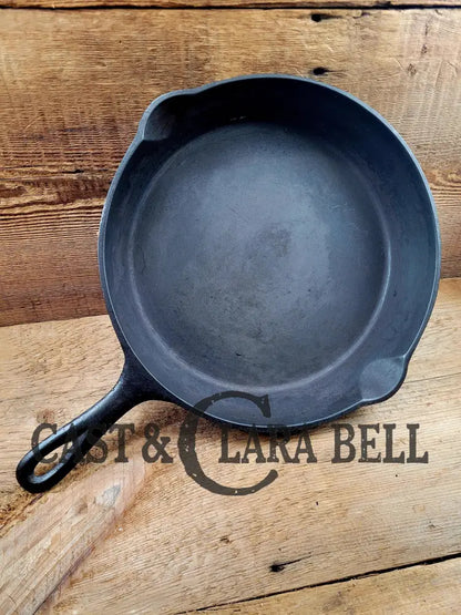 1910’S Very Early Lodge #8 Cast Iron Skillet With Single Notch And Raised P!