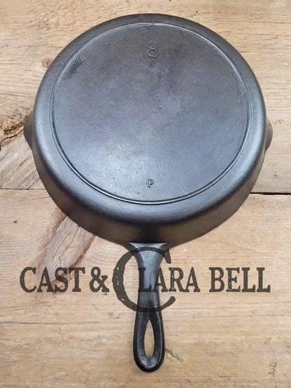 1910’S Very Early Lodge #8 Cast Iron Skillet With Single Notch And Raised P!