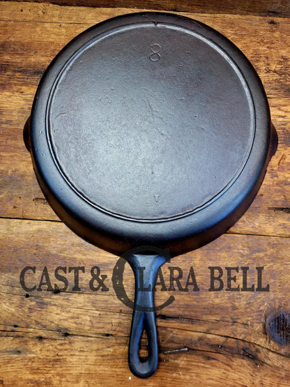 1910’S Very Early Lodge #8 Cast Iron Skillet With Single Notch And Raised T!