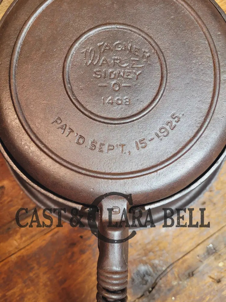 1920S Early Wagner Ware 1408 #8 Waffle Iron With Tall Base!