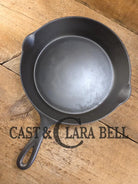 1920’s Favorite Piqua Ware #8 Cast Iron Skillet with Heat Ring and Smiley Logo 8B. SC24 Skillet