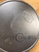 1920’s Favorite Piqua Ware #8 Cast Iron Skillet with Heat Ring and Smiley Logo 8B. SC24 Skillet