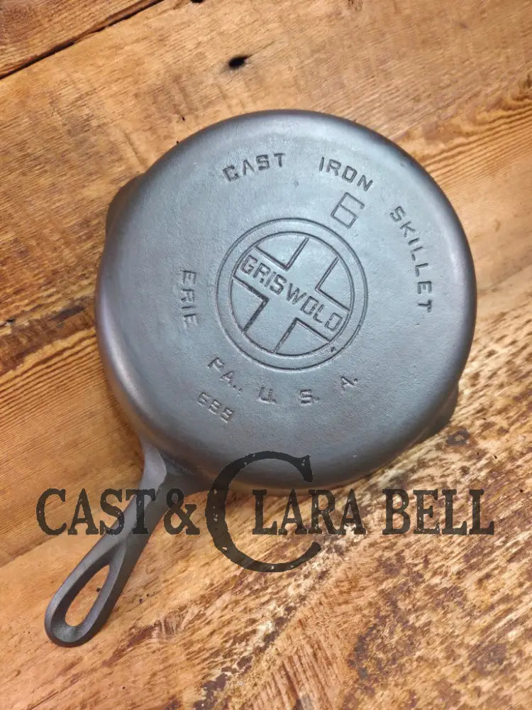 1920’s Griswold #6 Skillet with Large Block Logo and Smooth Bottom 699 Skillet