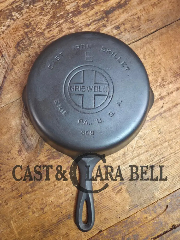 1920’s Griswold #6 Skillet with Large Block Logo and Smooth Bottom 699 Skillet