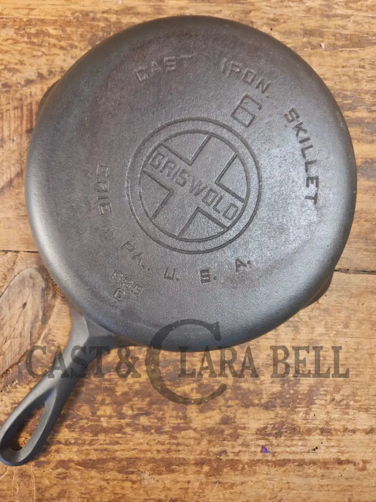 1920’s Griswold #6 Skillet with Large Block Logo and Smooth Bottom 699 C - Skillet
