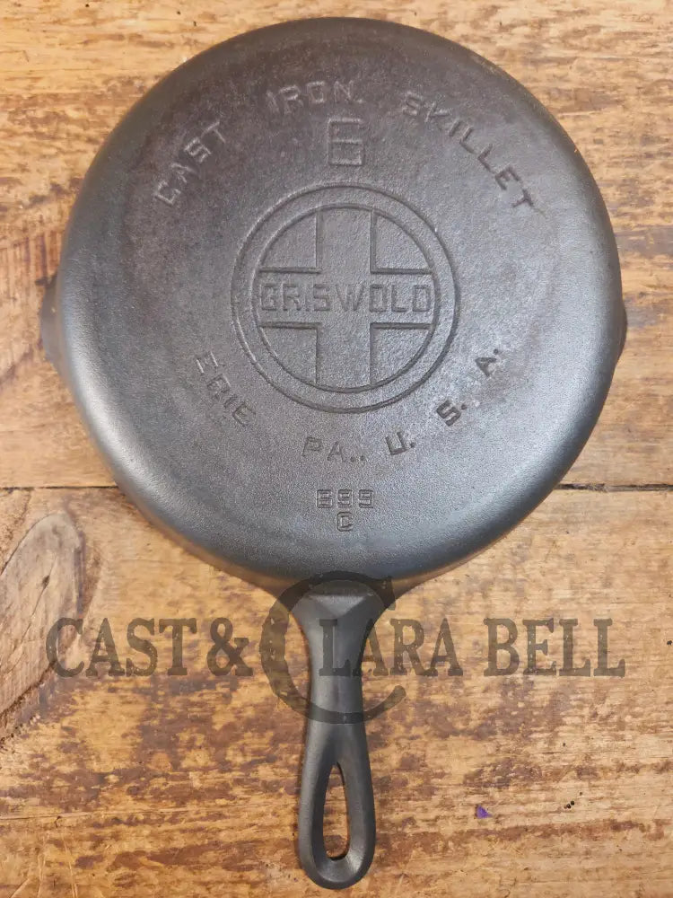 1920’s Griswold #6 Skillet with Large Block Logo and Smooth Bottom 699 C - Skillet