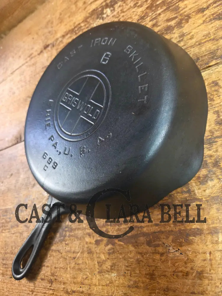 1920’s Griswold #6 Skillet with Large Block Logo and Smooth Bottom 699 C Skillet