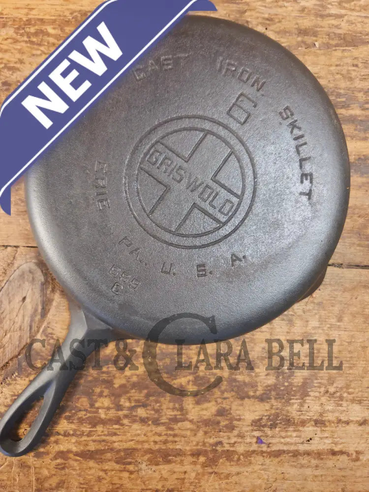 1920’s Griswold #6 Skillet with Large Block Logo and Smooth Bottom 699 C - Skillet