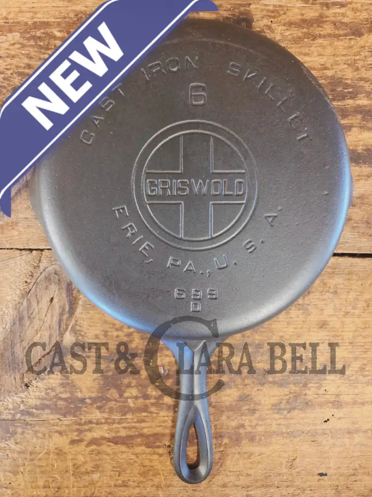 1920’s Griswold #6 Skillet with Large Block Logo and Smooth Bottom 699 D - Skillet