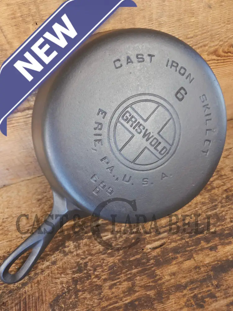 1920’s Griswold #6 Skillet with Large Block Logo and Smooth Bottom 699 D - Skillet