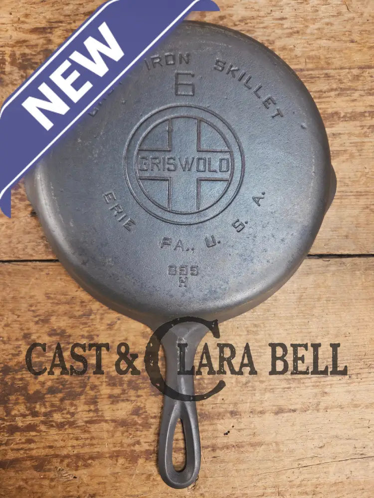 1920’s Griswold #6 Skillet with Large Block Logo and Smooth Bottom 699 H Skillet