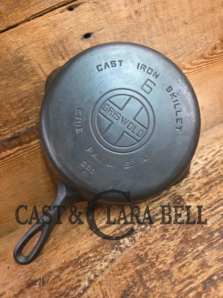 1920’s Griswold #6 Skillet with Large Block Logo and Smooth Bottom 699 H Skillet