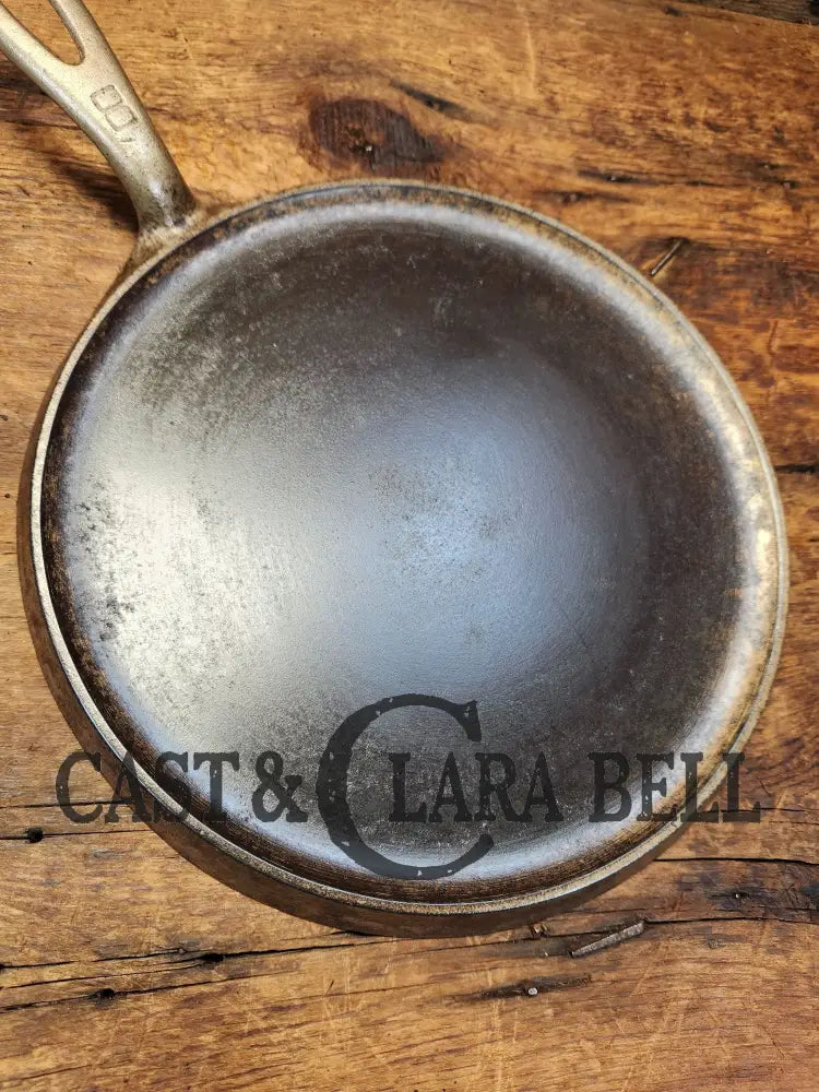 1920’S Griswold #8 Round Griddle 608. Very Cool Patina From Previous Nickel Finish.