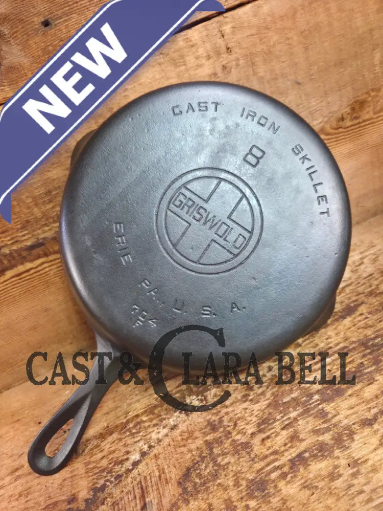 1920’s Griswold #8 Skillet with Large Block Logo and Smooth Bottom 704 F Skillet