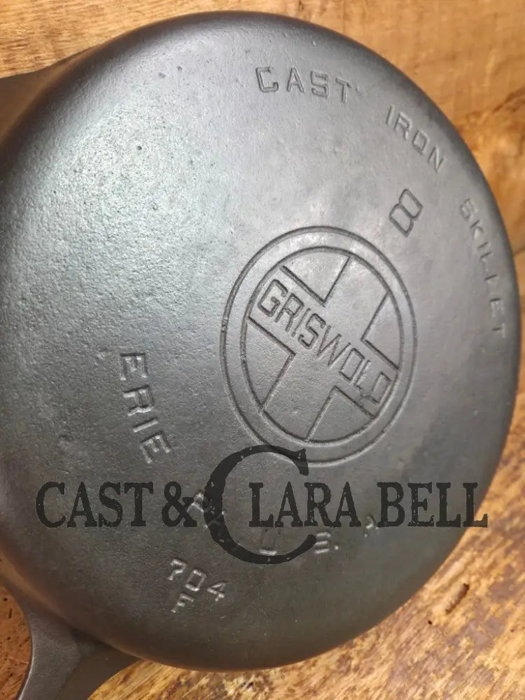 1920’s Griswold #8 Skillet with Large Block Logo and Smooth Bottom 704 F Skillet