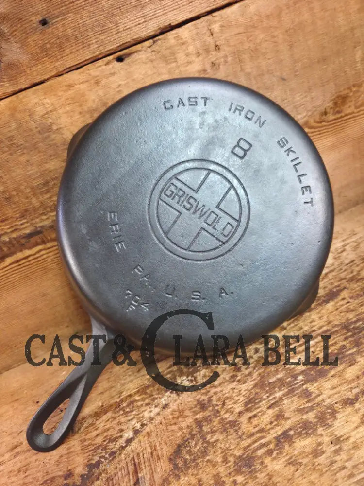 1920’s Griswold #8 Skillet with Large Block Logo and Smooth Bottom 704 F Skillet