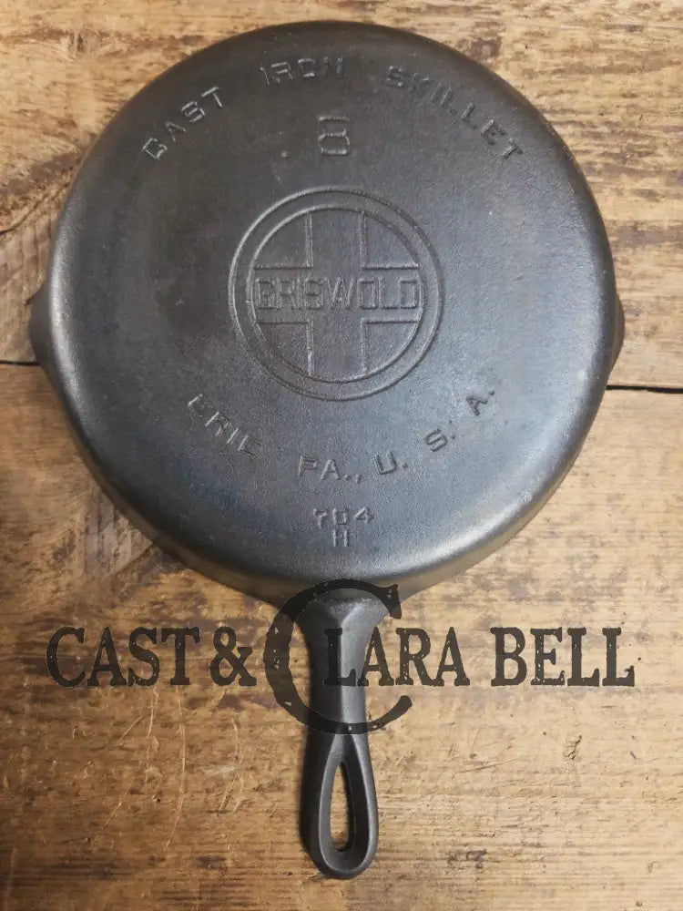 1920’s Griswold #8 Skillet with Large Block Logo and Smooth Bottom 704 H Skillet