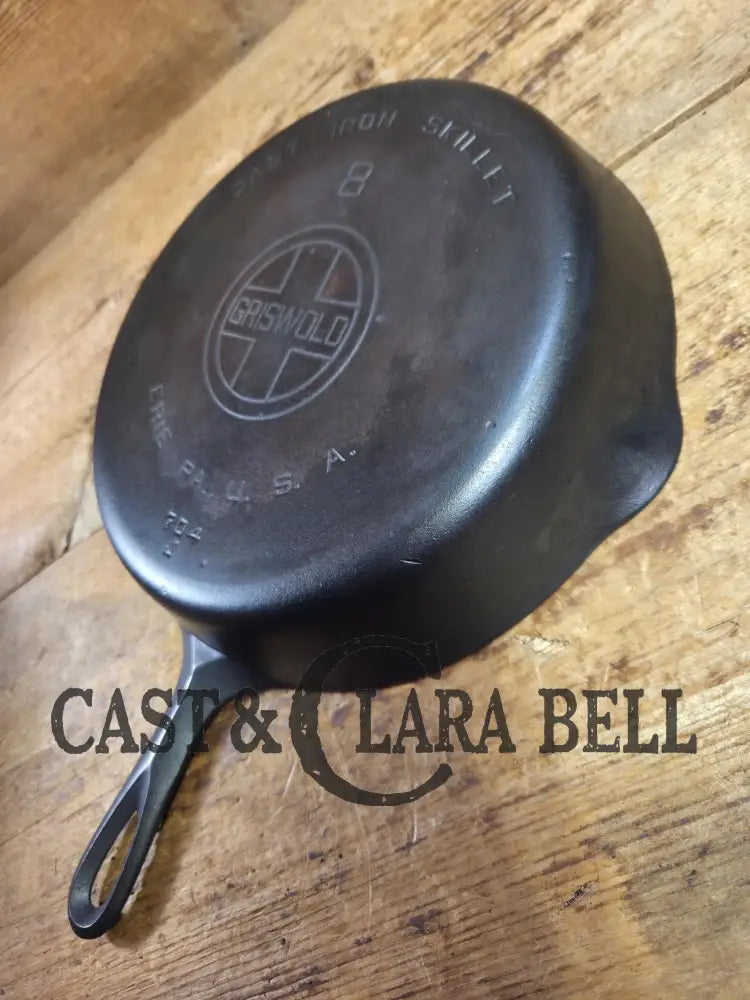 1920’s Griswold #8 Skillet with Large Block Logo and Smooth Bottom 704 J. Skillet