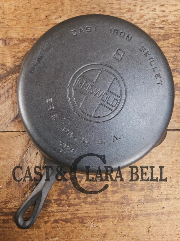 1920’s Griswold #8 Skillet with Large Block Logo and Smooth Bottom 704 M Skillet
