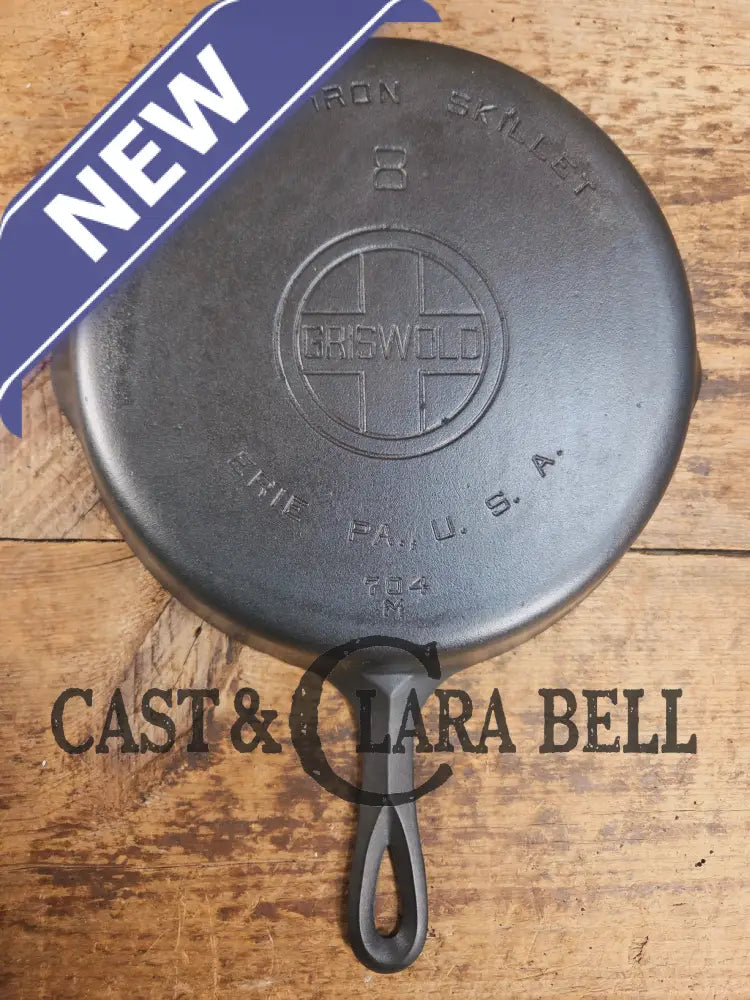 1920’s Griswold #8 Skillet with Large Block Logo and Smooth Bottom 704 M Skillet