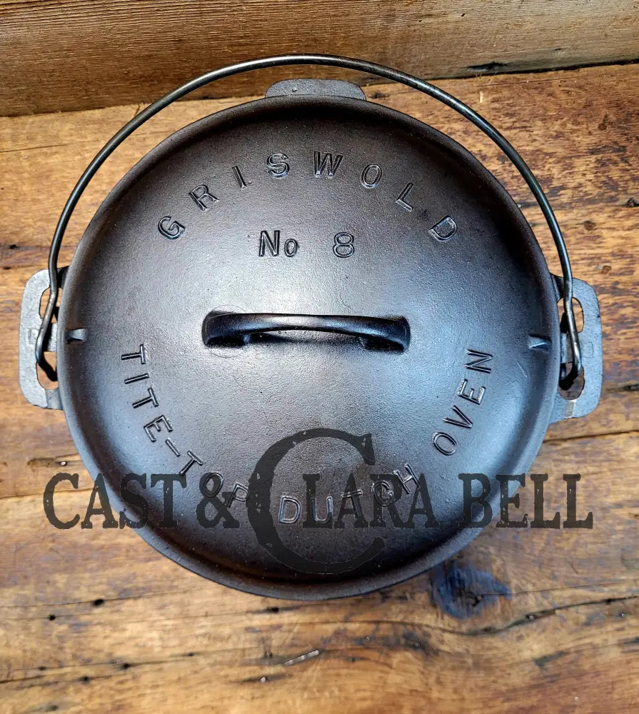 1920’S Griswold #8 Tite-Top Cast Iron Dutch Oven With Large Block Logo 833 A And High Dome Lid