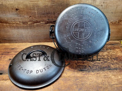 1920’S Griswold #8 Tite-Top Cast Iron Dutch Oven With Large Block Logo 833 A And High Dome Lid