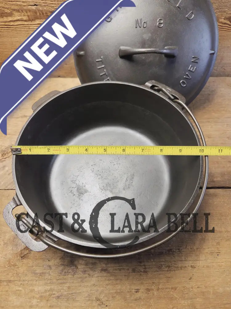 1920’s Griswold #8 Tite-Top Cast Iron Dutch Oven with Large Block Logo 833 and High Dome Lid with Block Logo 2551