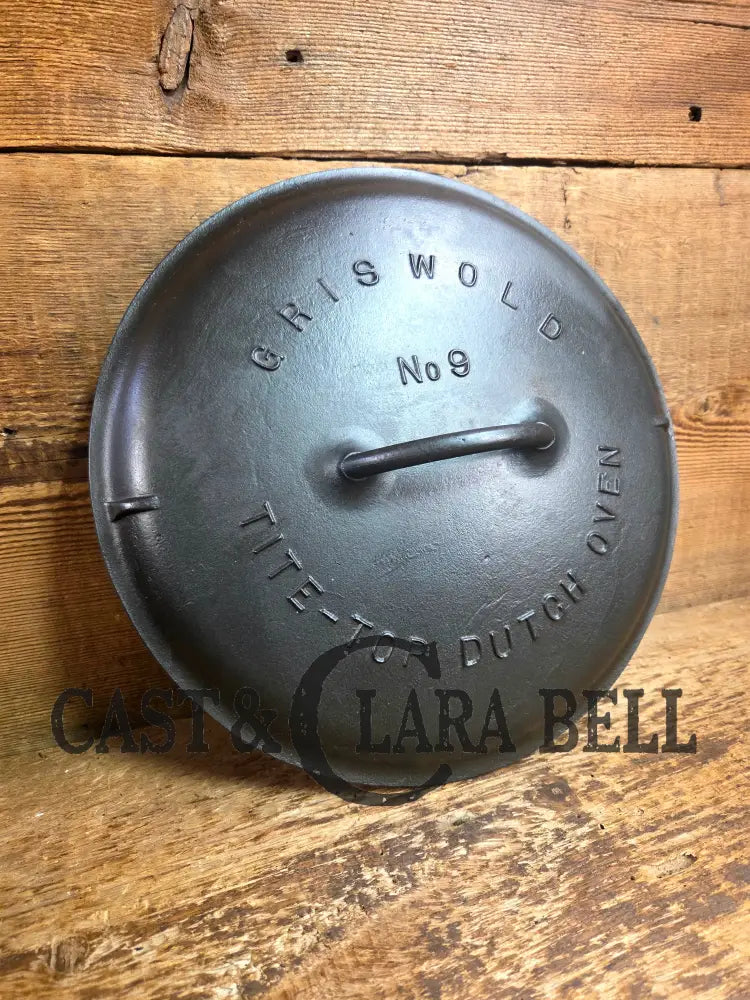 1920’s Griswold #9 Dutch Oven w/ Slant Logo p/n 834 A and p/n 2552 matching block lid Dutch Ovens Trivets & Kettles