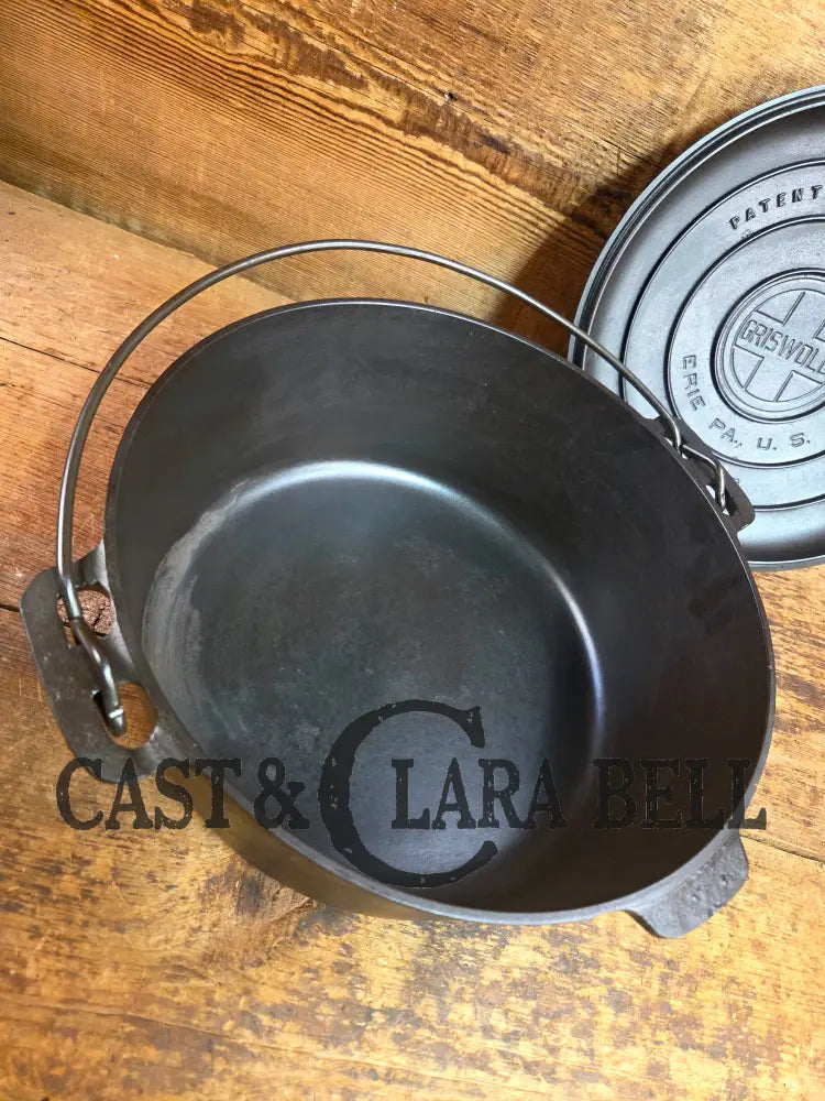 1920’s Griswold #9 Dutch Oven w/ Slant Logo p/n 834 A and p/n 2552 matching block lid Dutch Ovens Trivets & Kettles