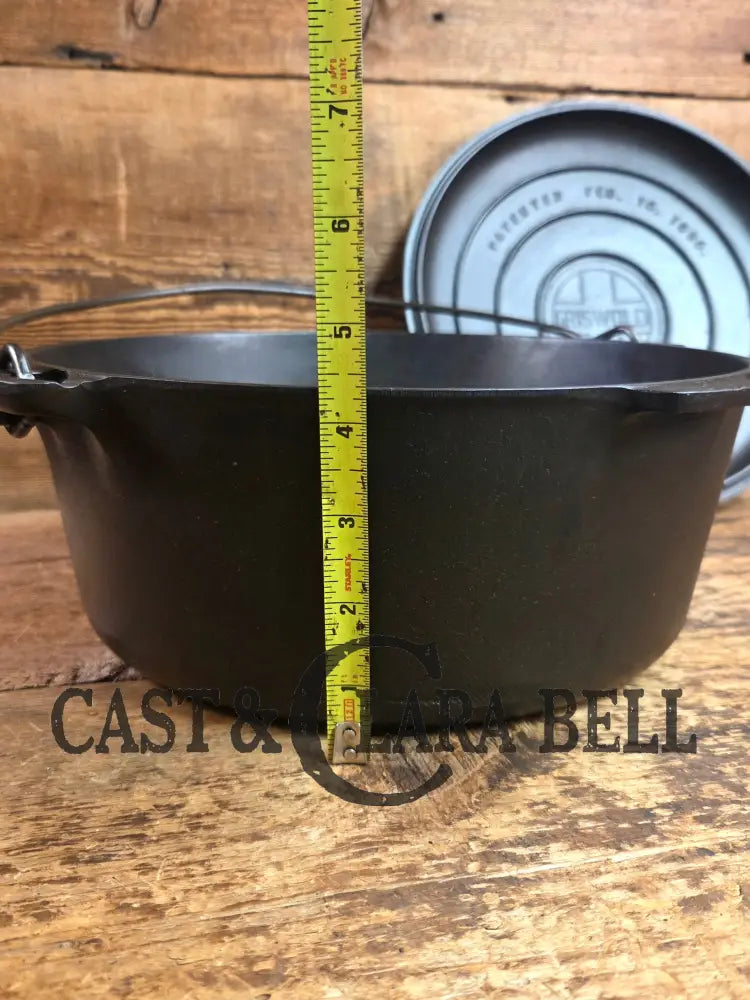 1920’s Griswold #9 Dutch Oven w/ Slant Logo p/n 834 A and p/n 2552 matching block lid Dutch Ovens Trivets & Kettles