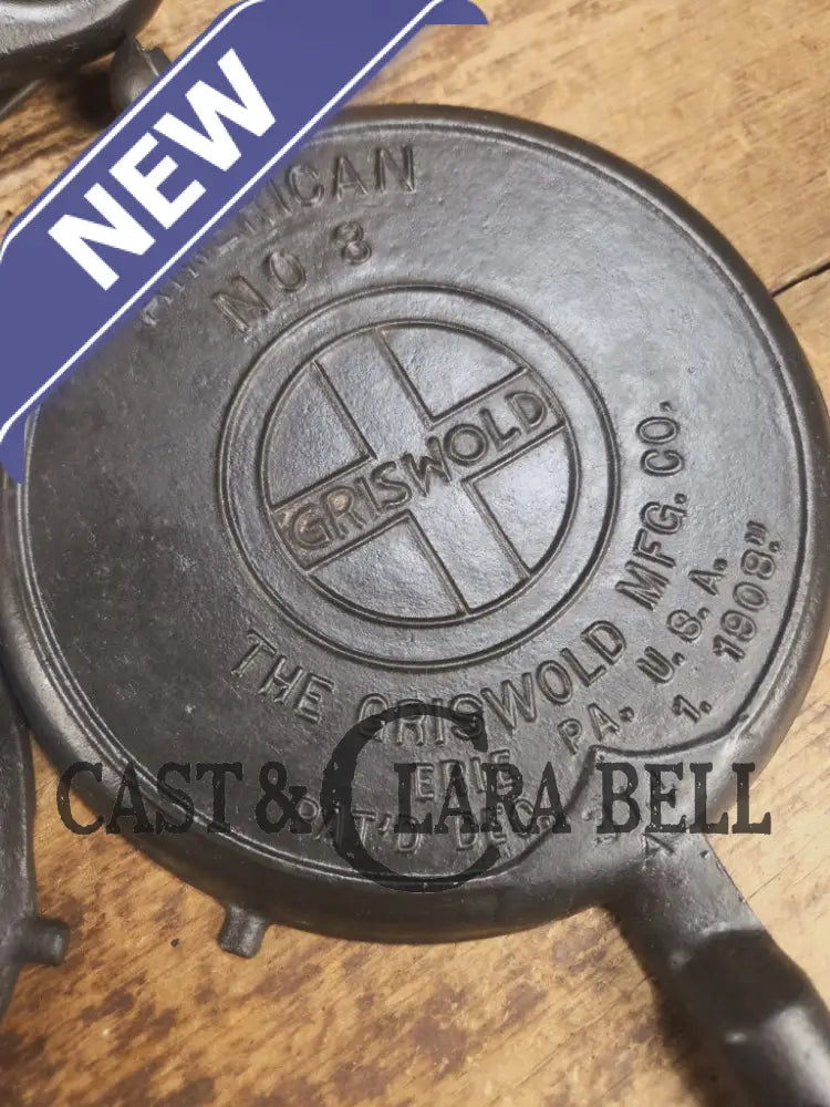 1920’s Griswold No. 8 Waffle Iron (314/315) with low (913) bailed base. Makes crispy waffles! Waffle Iron