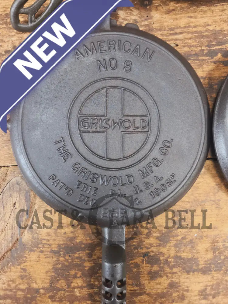 1920’s Griswold No. 8 Waffle Iron (886/885) with original handles & short base 884 - Waffle Iron