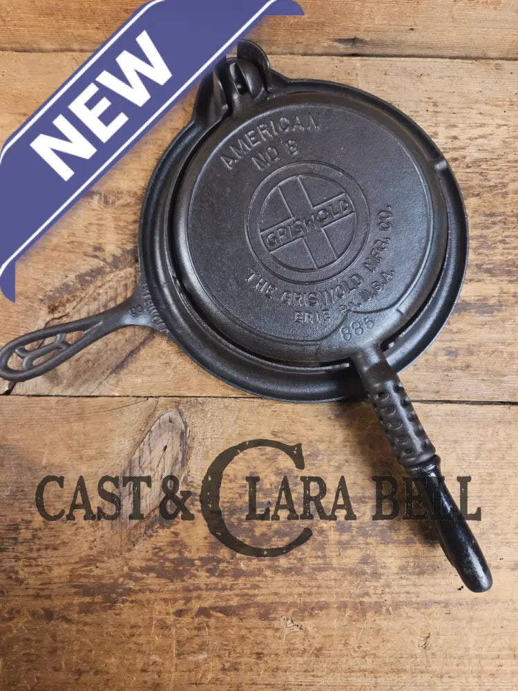 1920’s Griswold No. 8 Waffle Iron (886/885) with short base 795 and original wood handles Waffle Iron