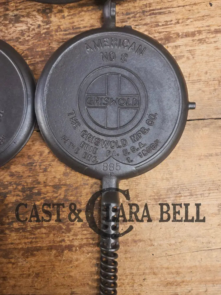 1920’s Griswold No. 8 Waffle Iron (886/885) with short base 795 raised Griswold Waffle Iron