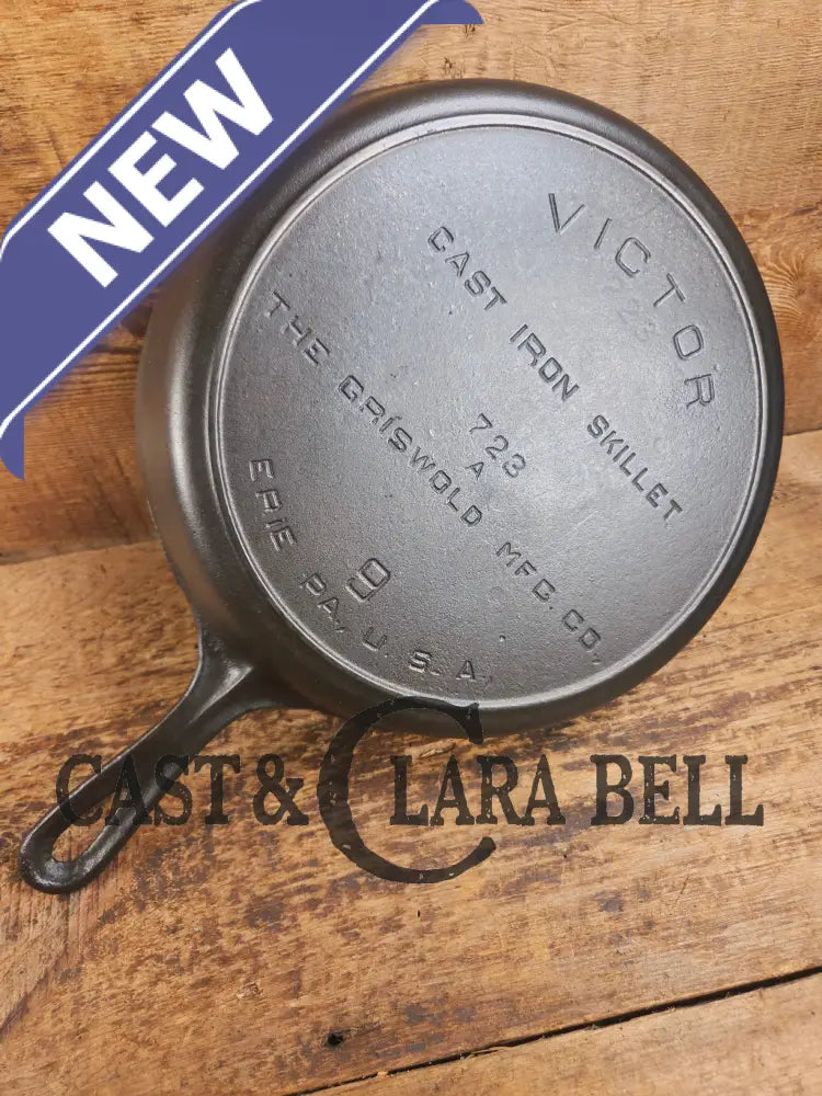 1920’s Griswold’s Victor #9 Skillet with Heat Ring 723. Hard to Find and Amazing in the kitchen! Skillet