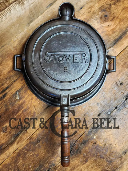 1920S Stover No. 8 Waffle Iron W/ Htf Tall Base! Original Wood Handles