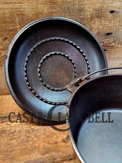 1930’S Beautiful Fully Restored Wagner #8 Dutch Oven With Sawtooth Drip Style Lid. Perfect For