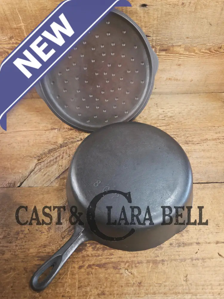 1930’s Birmingham Stove & Range (BSR) Red Mountain Series #8G2 Deep Skillet 8 with Lid 8B. Restored and ready to fry!