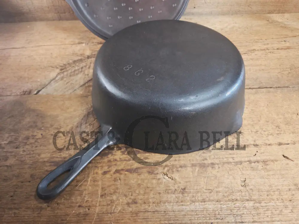 1930’s Birmingham Stove & Range (BSR) Red Mountain Series #8G2 Deep Skillet 8 with Lid 8B. Restored and ready to fry!
