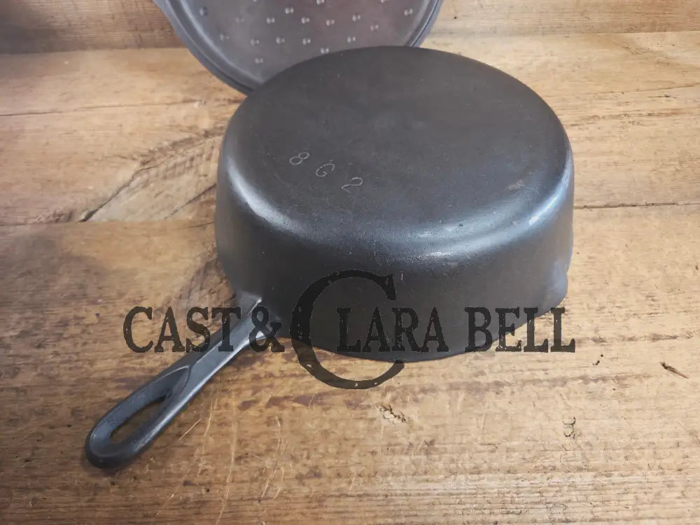 1930’s Birmingham Stove & Range (BSR) Red Mountain Series #8G2 Deep Skillet 8 with Lid 8B. Restored and ready to fry!