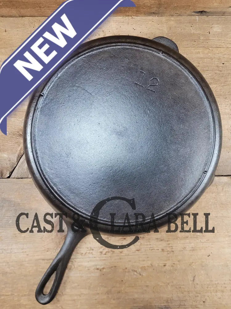 1930’S Era Lodge #12 Cast Iron Skillet With 3 Notch Heat Ring. Huge And Perfect For Large Batch