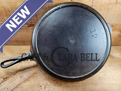 1930’S Era Lodge #12 Cast Iron Skillet With 3 Notch Heat Ring. Huge And Perfect For Large Batch