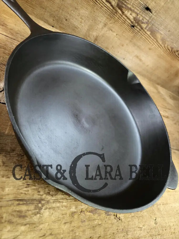1930’s era Lodge #12 Cast Iron Skillet with 3 Notch Heat Ring. HUGE and perfect for large batch cooking. Gas or