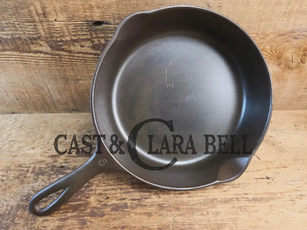 1930s Era Wagner Ware #6 Cast Iron Sautee Skillet with Smooth Bottom 1056 Skillet